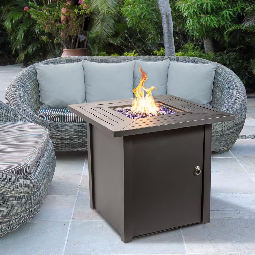 Teamson Home 30 in. Square Steel Propane Gas Fire Pit