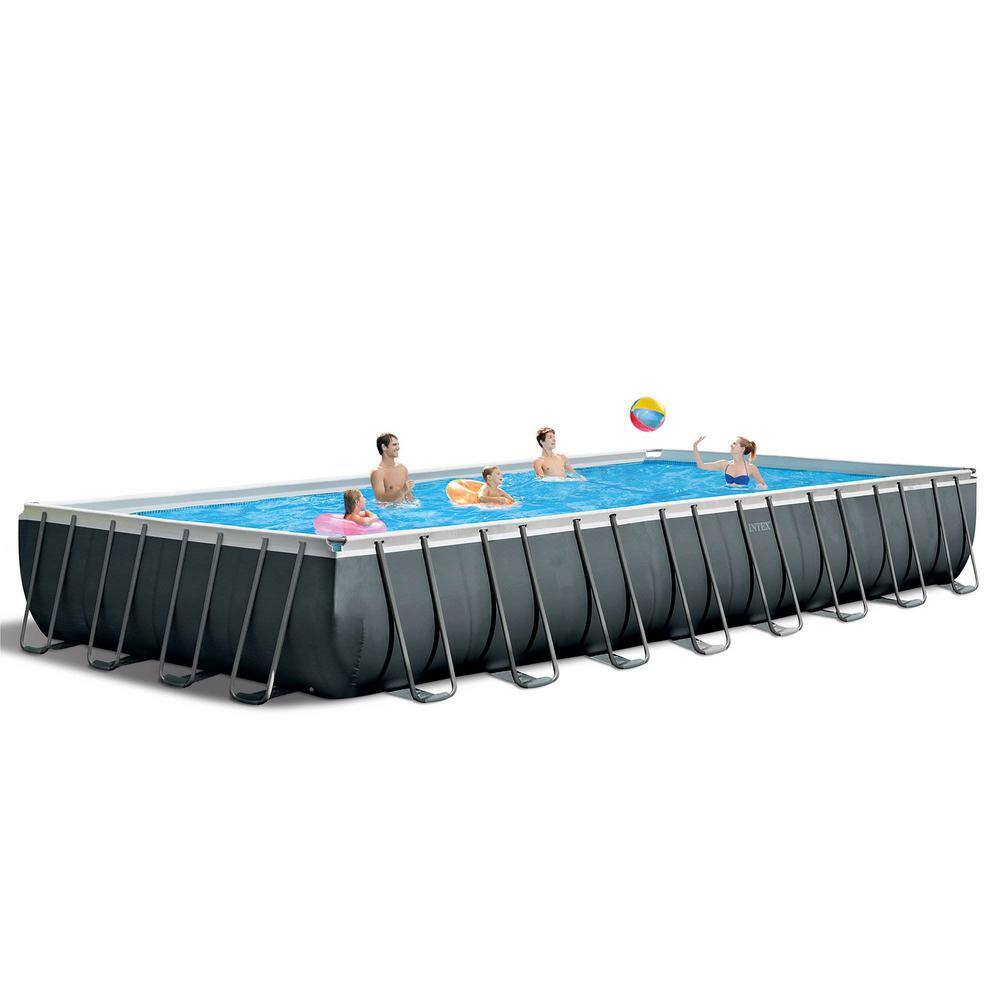 Intex 24 ft. x 12 ft. x 52 in. Rectangular Ultra XTR Frame Swimming Pool w/Pump