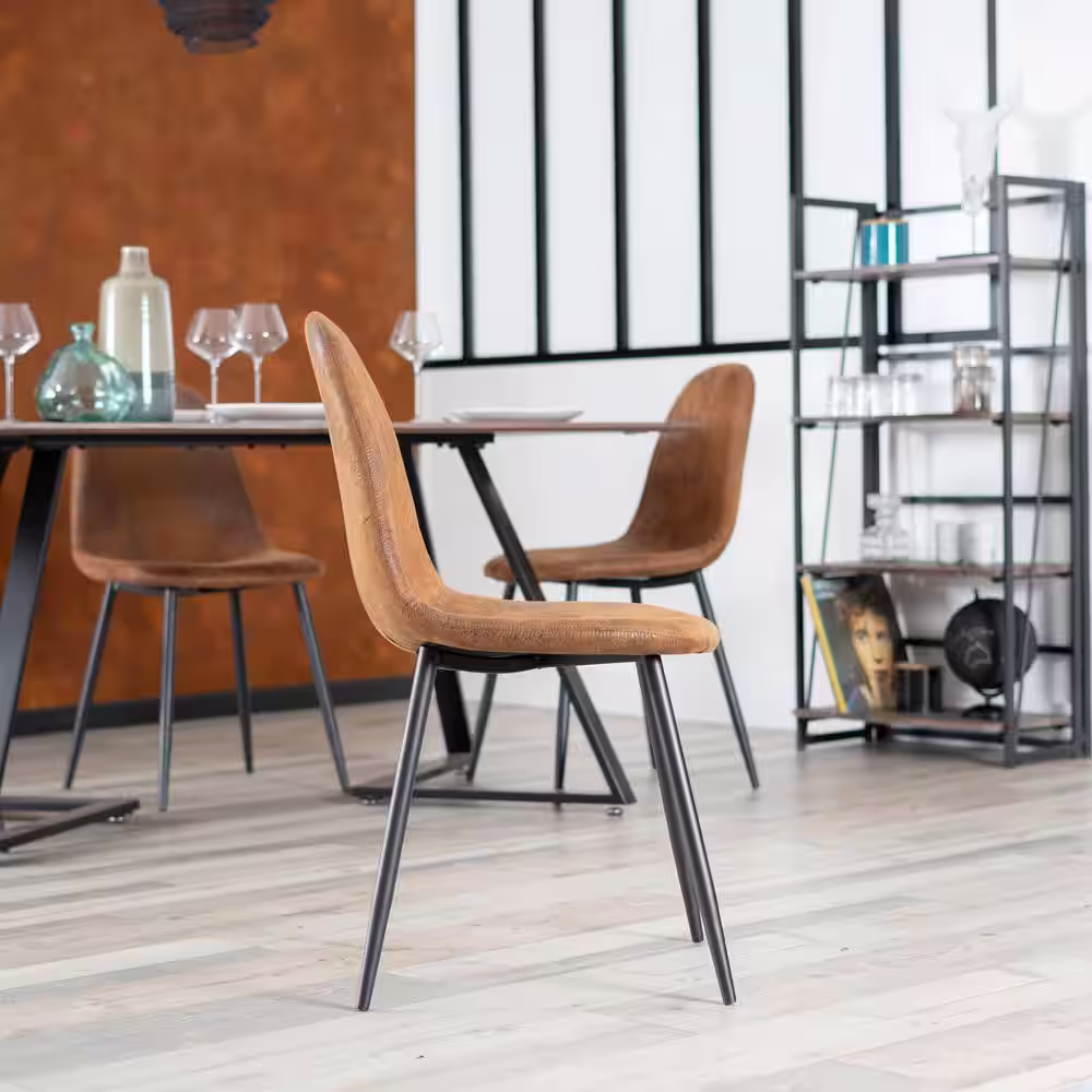 Homy Casa Charlton Brown Faux Suede Upholstered Dining Chairs (Set of 4)