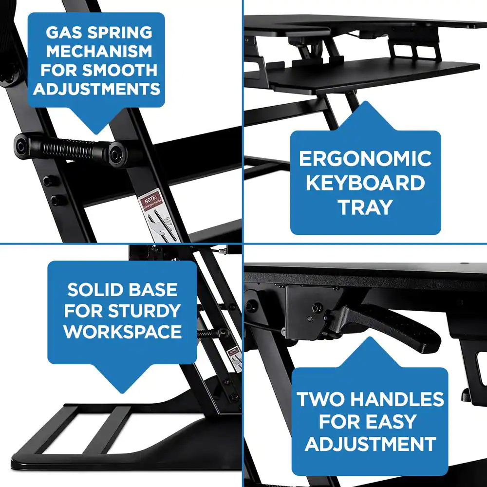 MOUNT-IT! 48 in. Black Extra-Wide Height Adjustable Standing Desk Converter