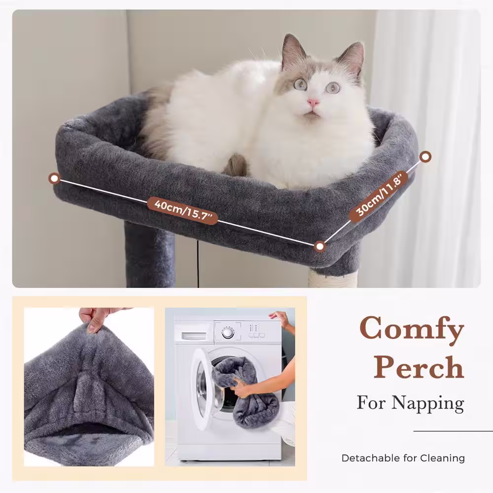 None Scratching Posts and Trees, Cat Tree, Cat House in Smoke Gray