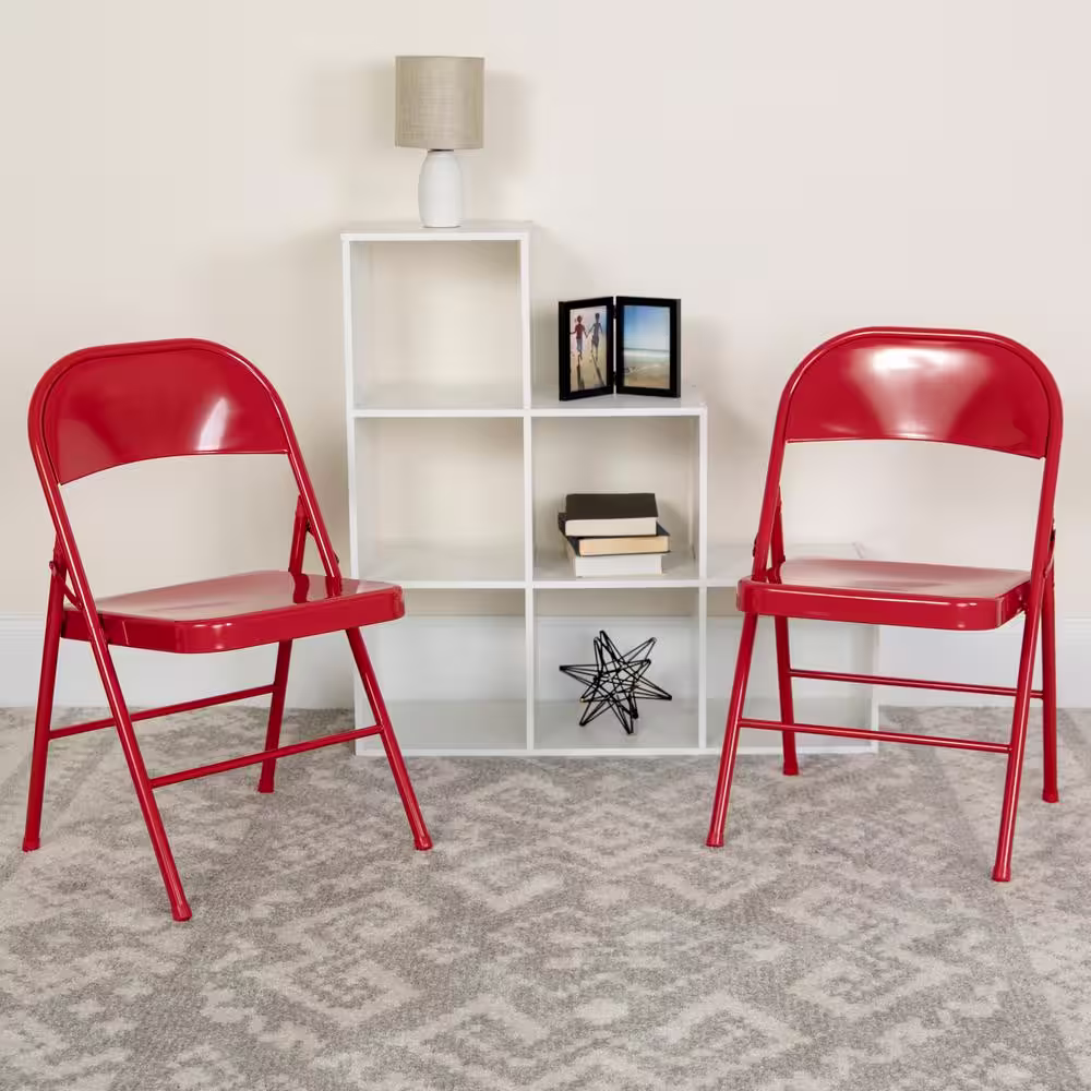 Carnegy Avenue Red Metal Folding Chair (4-Pack)