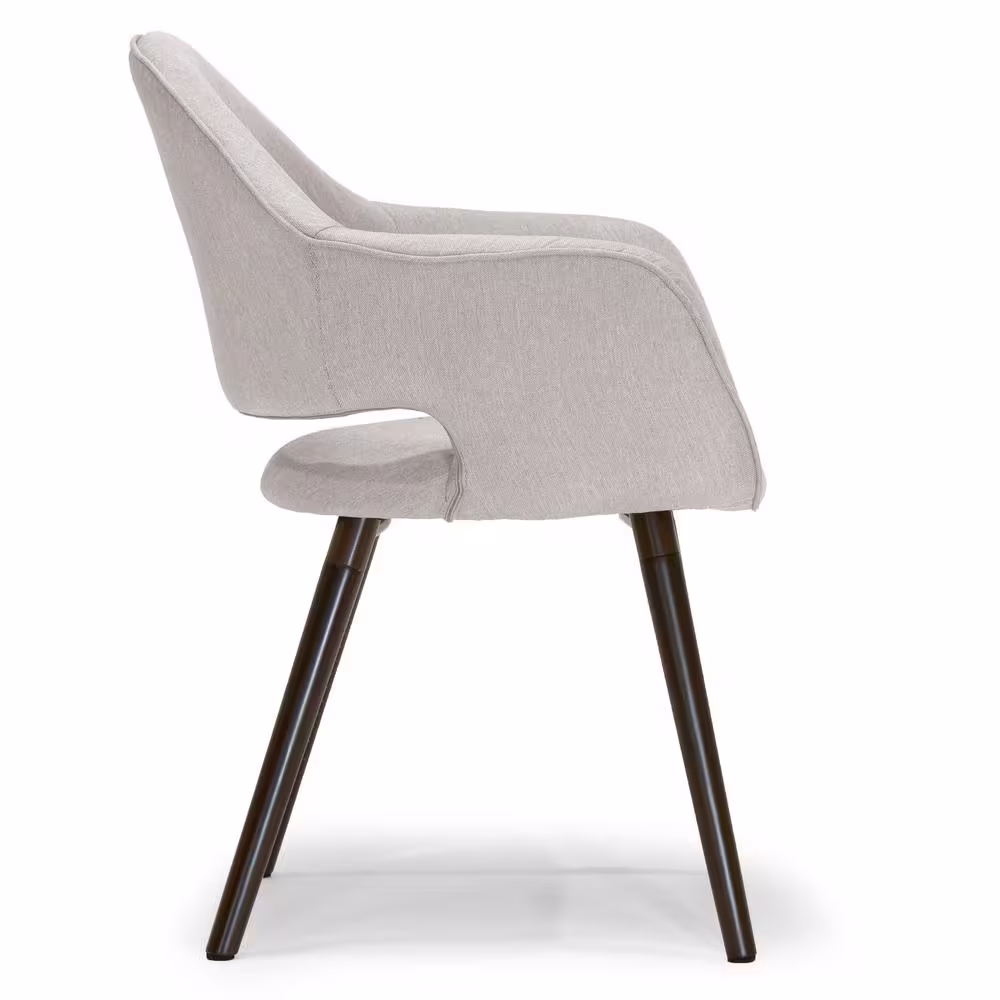 Glamour Home Adel Modern Beige Arm Chair Dining Chair with Beech Legs (Set of 2)