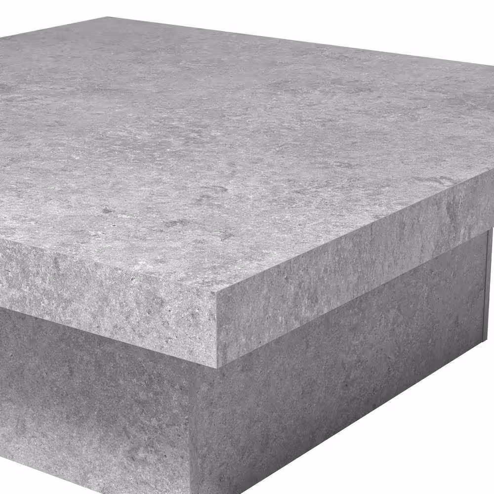 None Carmelo 35.4 in Concrete Cool Grey Square Wood Top Coffee Table