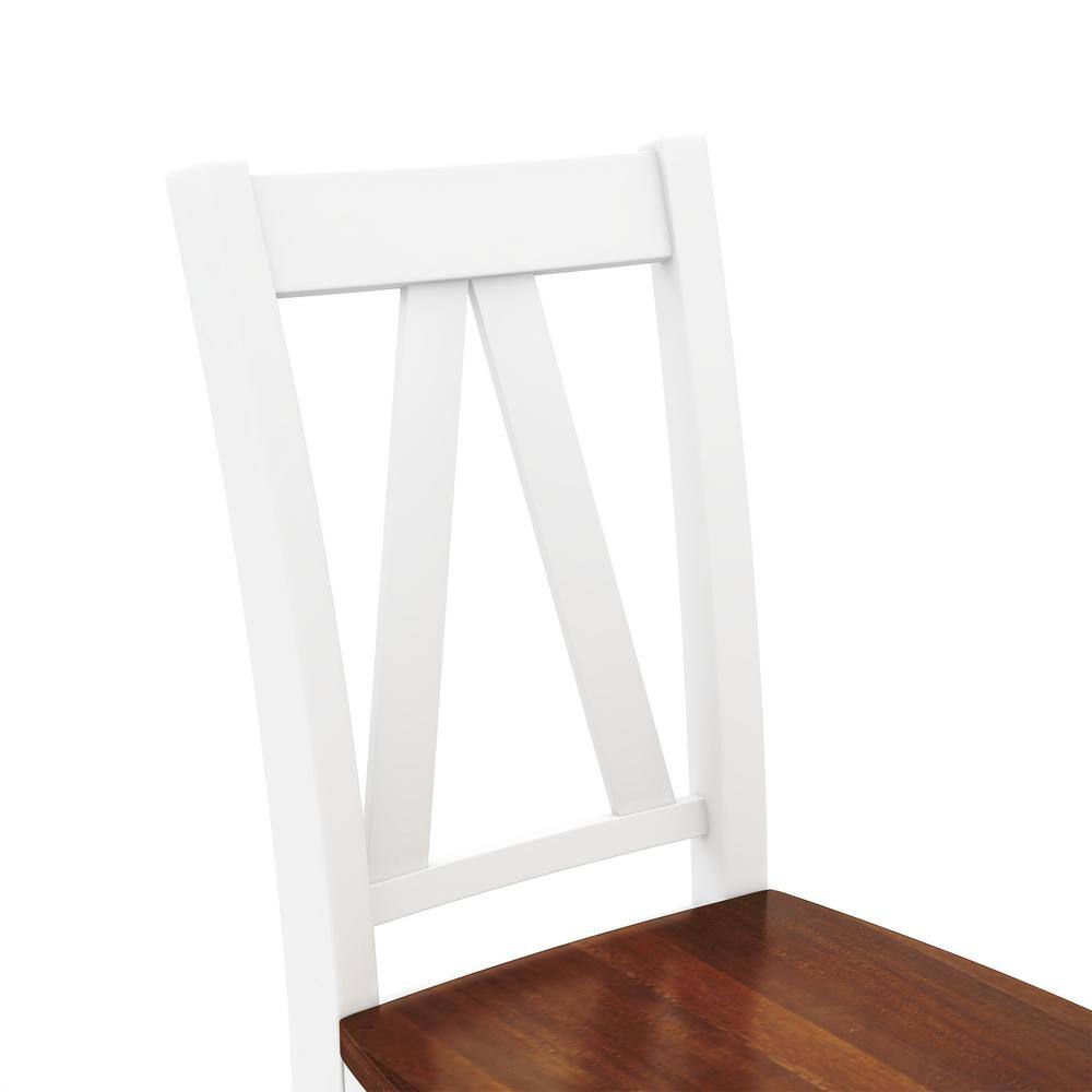 Harper & Bright Designs Farmhouse 6-piece Walnut and White Rectangle MDF Top Dining Table Set Seats 6