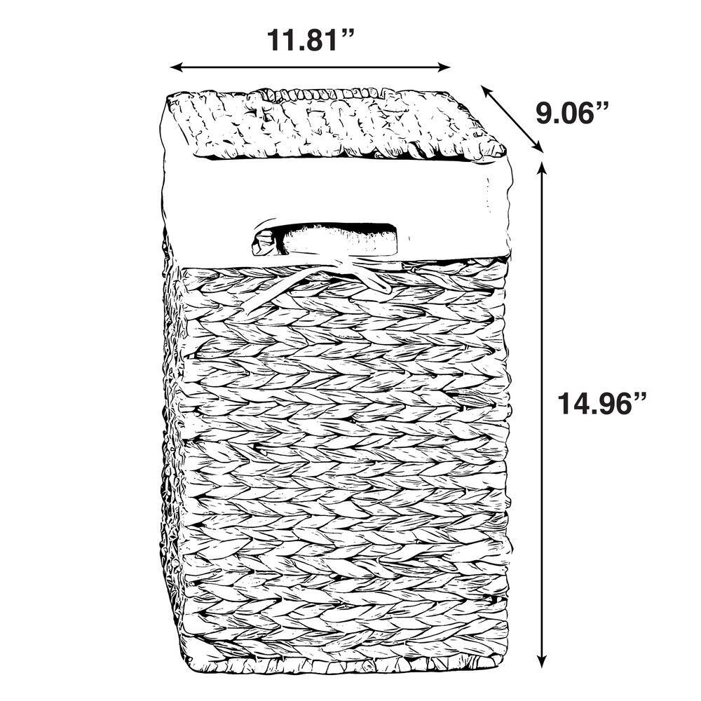 Vintiquewise Handmade Rectangular Water Hyacinth Wicker Laundry Hamper with Lid Natural, Small