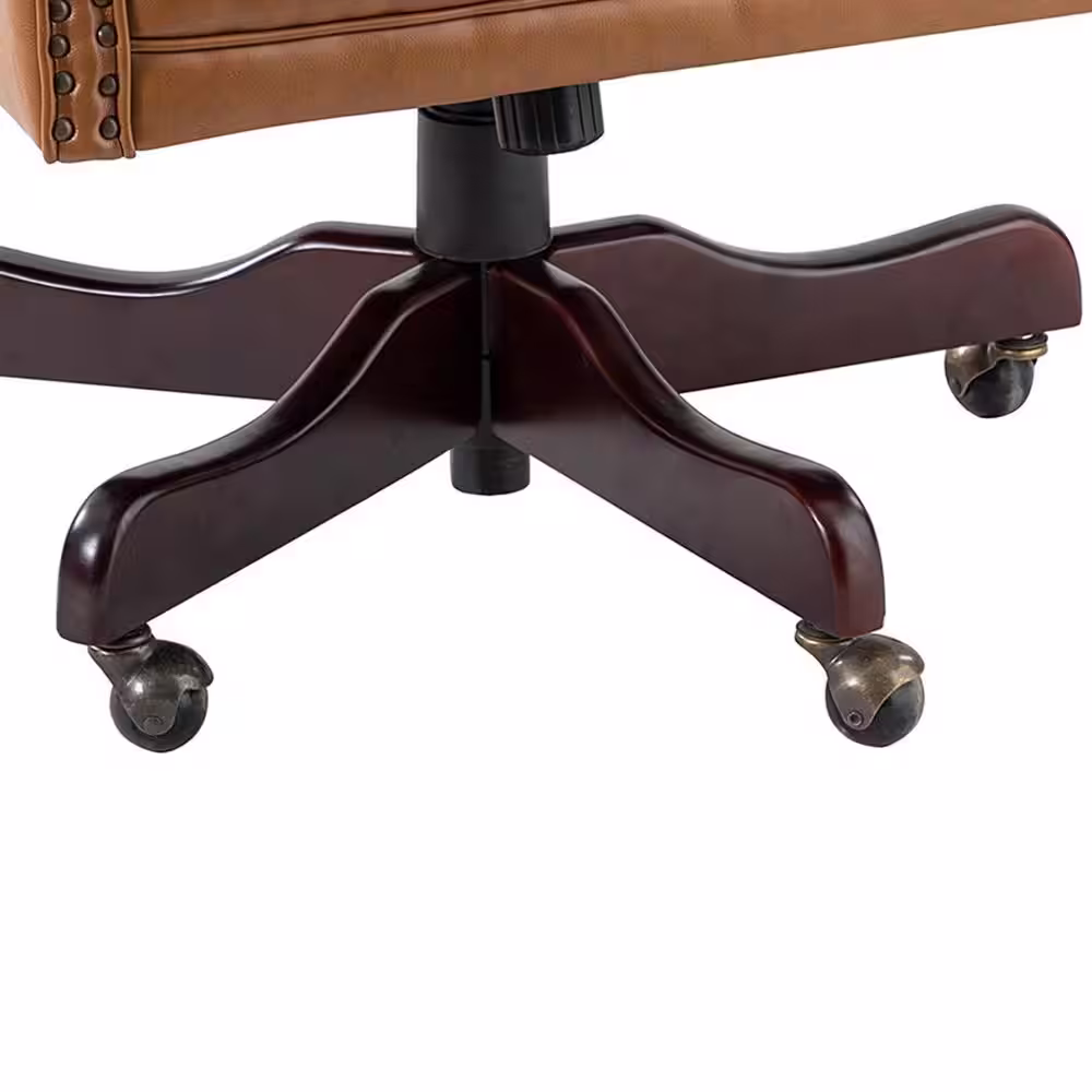 JAYDEN CREATION Micaela Camel Swivel Executive Chair with Nailhead Trim