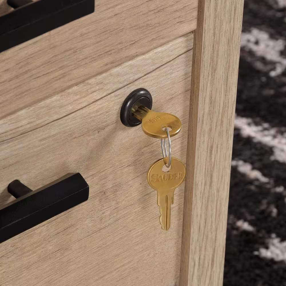 SAUDER Aspen Post 65.118 in. W Prime Oak 6-Drawer Executive Desk