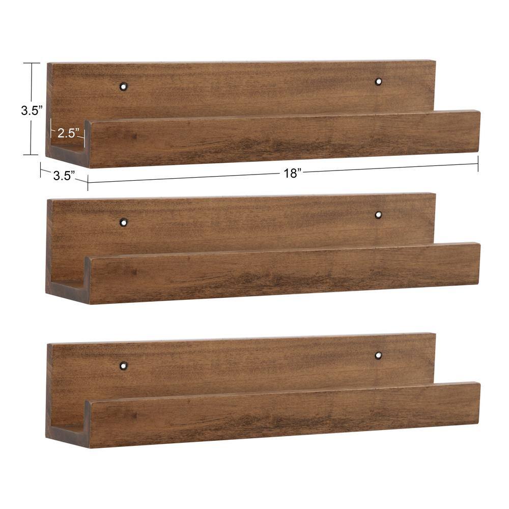 Kate and Laurel Levie 18 in. x 4 in. x 4 in. Rustic Brown Wood Floating Decorative Wall Shelf Without Brackets