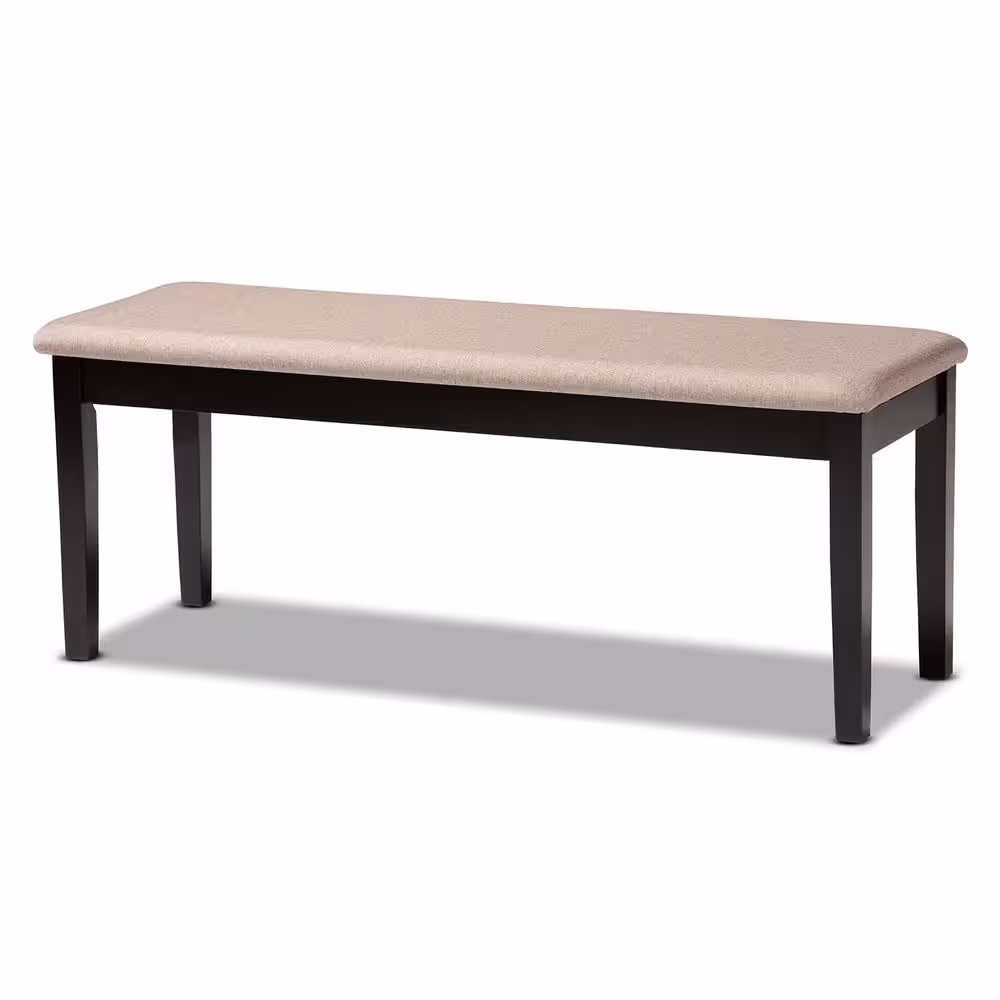 Baxton Studio Teresa Sand and Dark Brown Fabric Dining Bench