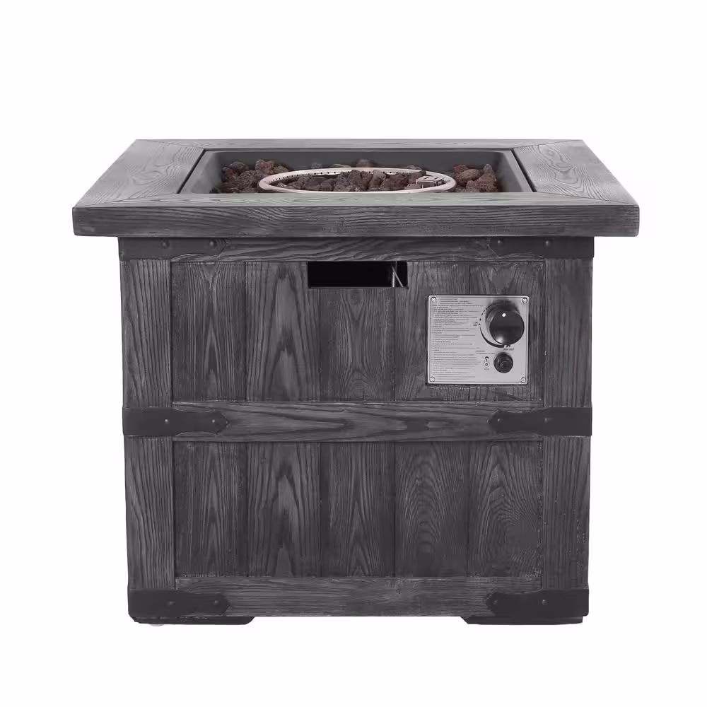 Noble House Pondway Gray Wood Textured Stone Fire Pit