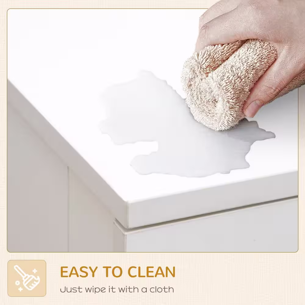 PawHut Dog Crate Furniture with Soft Water-Resistant Cushion, Dog Crate End Table with Drawer, White