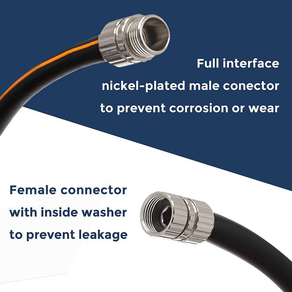 None 5/8 in. x 5 ft. Rubber Water Hose with Custom Length, Heavy-Duty, No Kink, Flexible Garden Hose