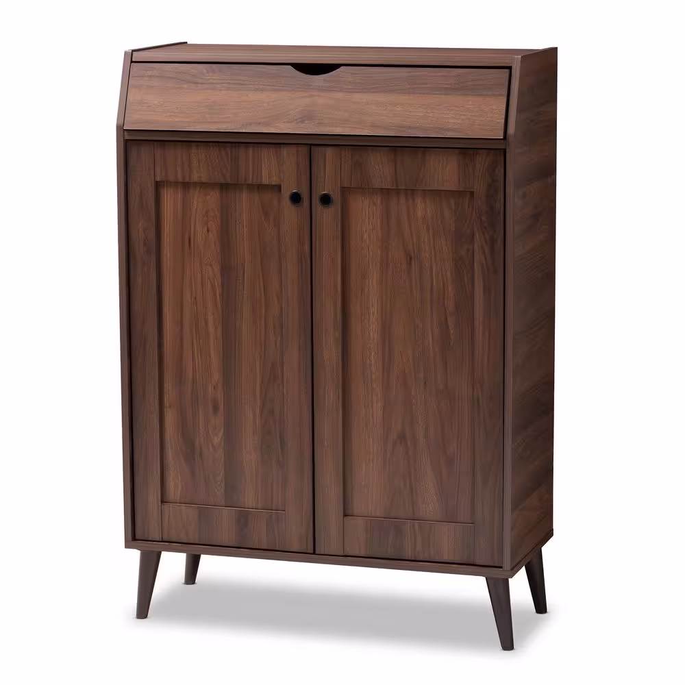 Baxton Studio Cormier Brown MDF 1-Drawer Shoe Cabinet