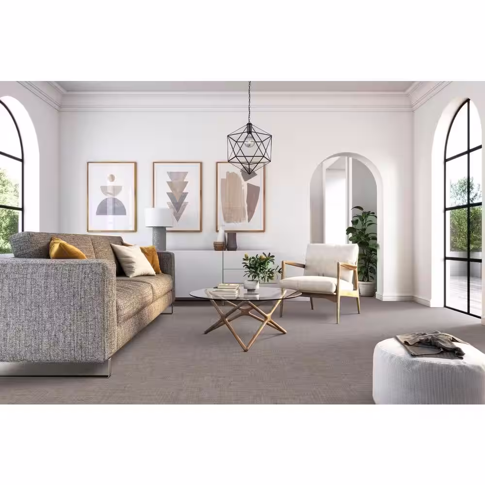 Home Decorators Collection Tailored - Powder Gray - 38 oz. SD Polyester Pattern Installed Carpet