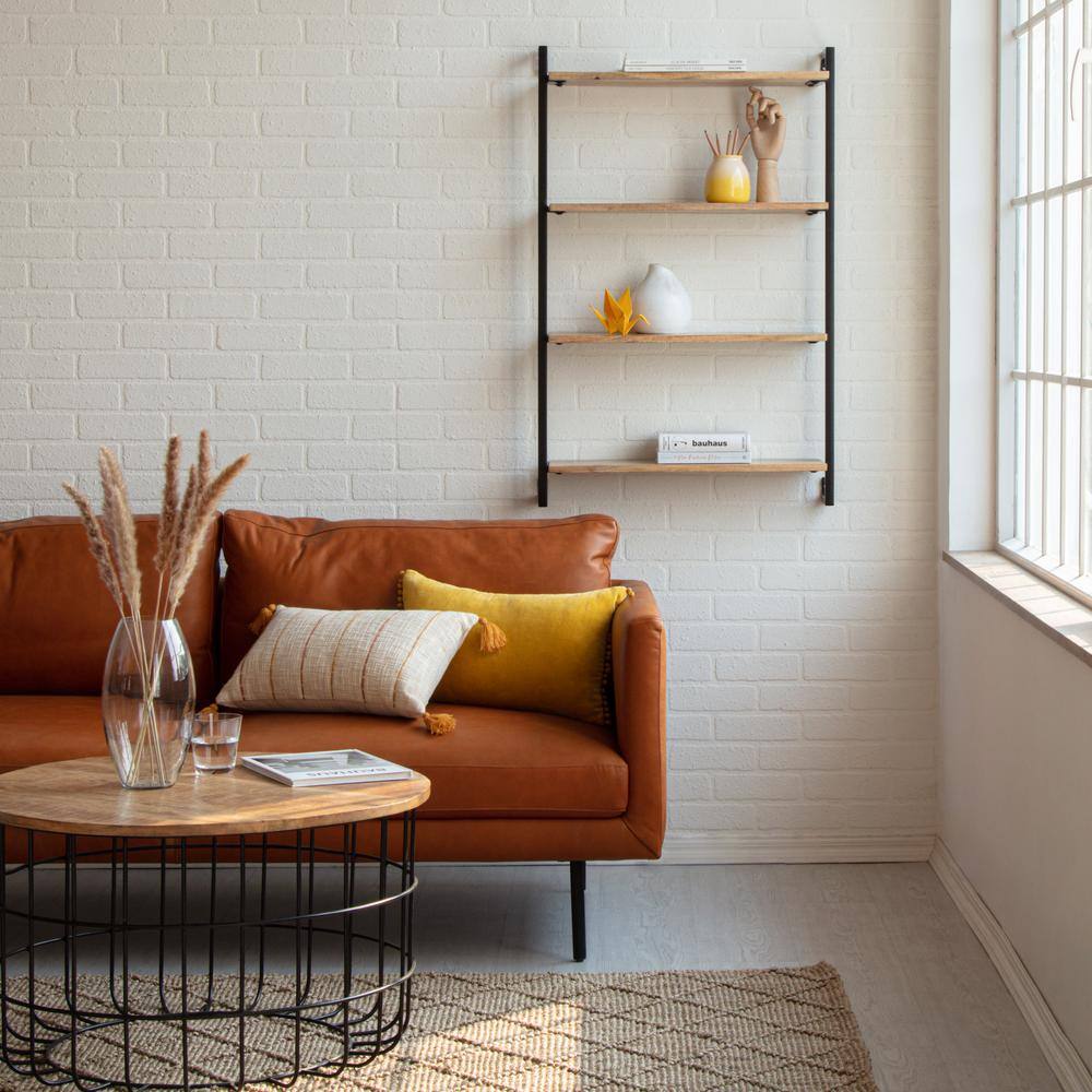 MH LONDON 8 in. x 26 in. x 40 in. Phantom Black Wood Floating Wall Shelves with Keyhole Hanging Mechanism