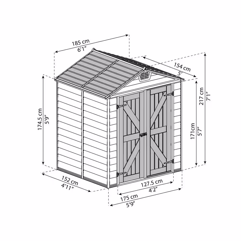 CANOPIA by PALRAM SkyLight 6 ft. x 5 ft. Tan Garden Outdoor Storage Shed