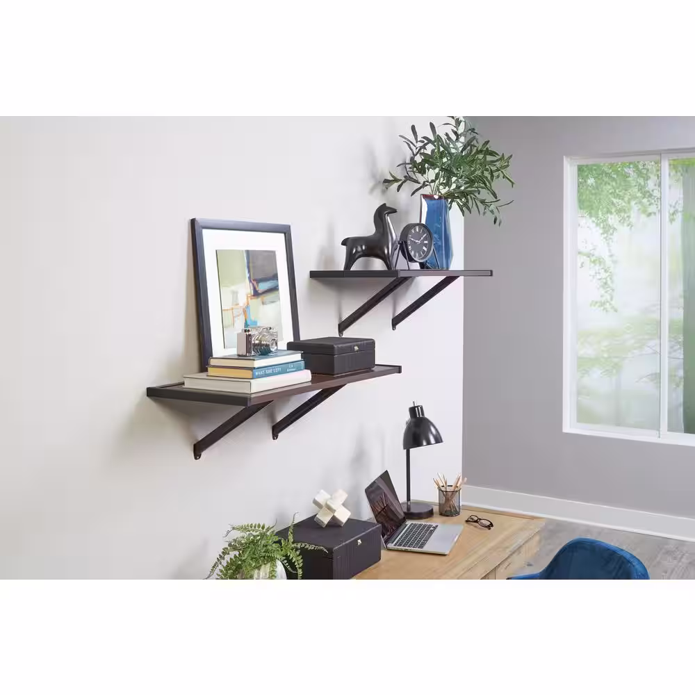 Rubbermaid Mahogany Premium Wood Shelving Kit, 2 Shelves 14 in. D x 32 in. L