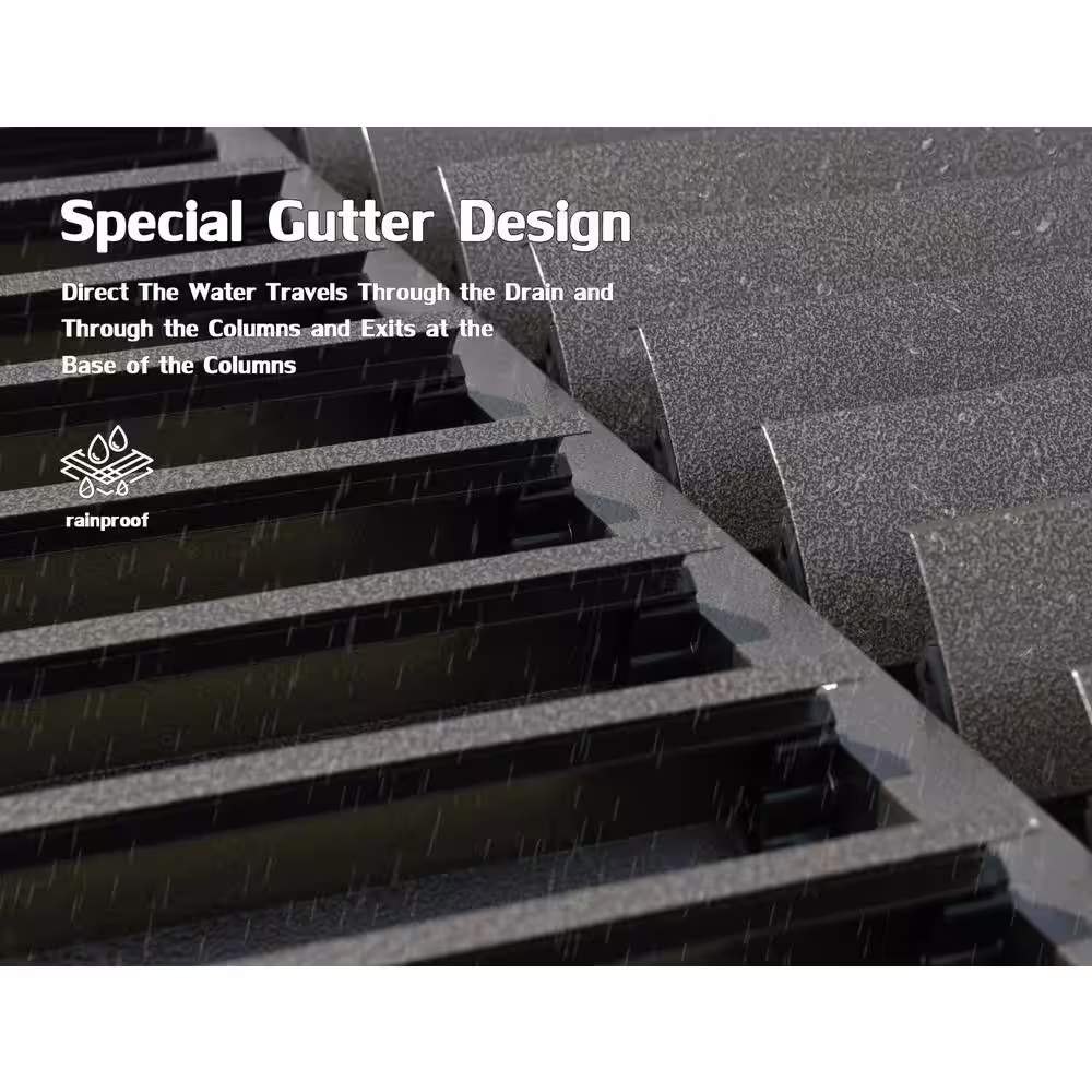 None 10 ft. x 13 ft. Brown Louvered Roof Pergola