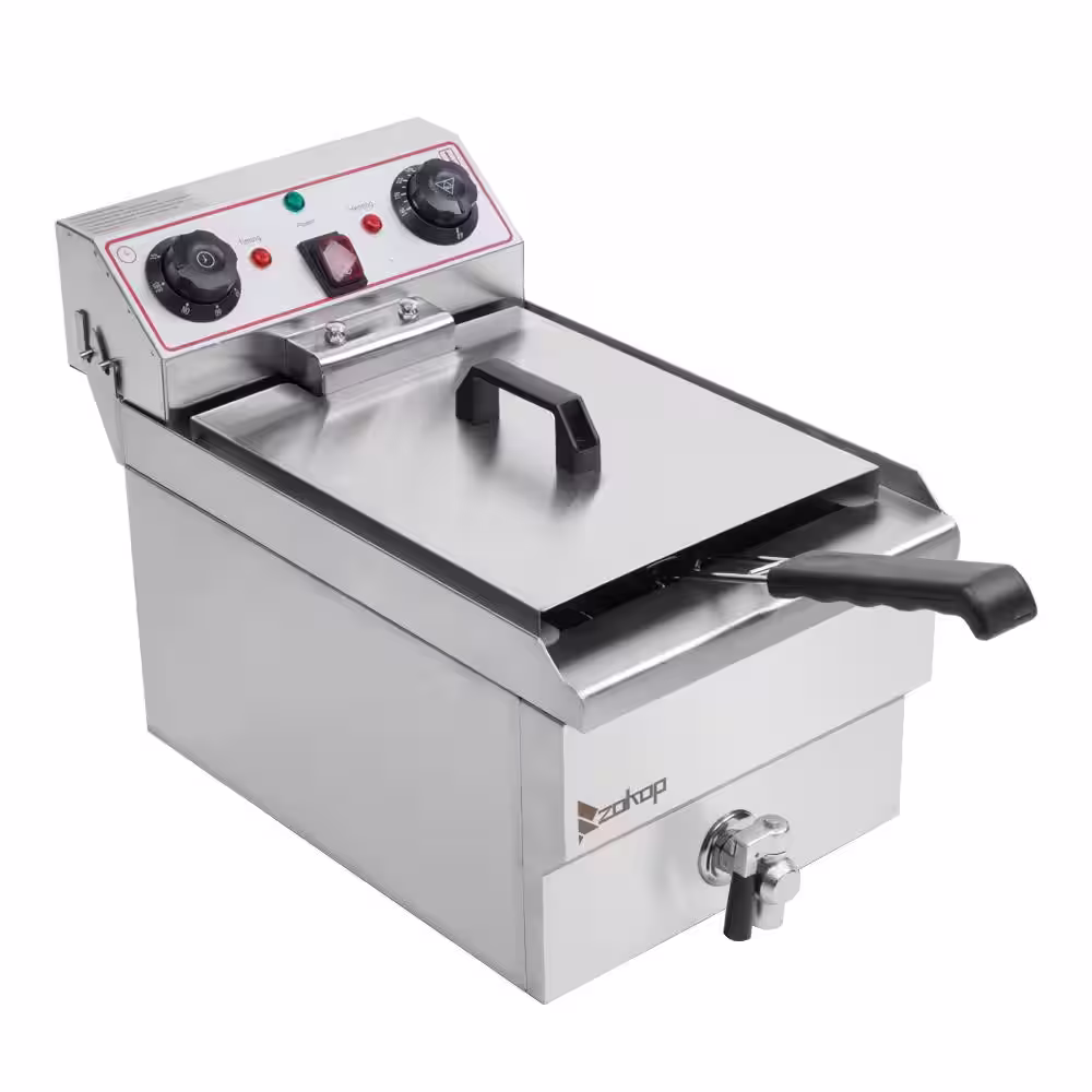 None 8.5 qt. Stainless Steel Single Tank Deep Fryer with Faucet