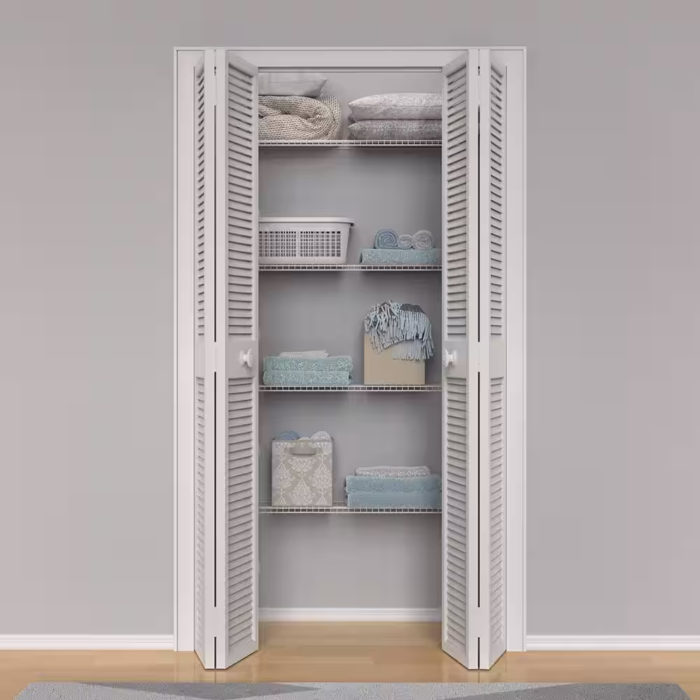 ClosetMaid 12 in. D x 36 in. W x 54 in. H White Wire Fixed Mount Linen Closet Kit
