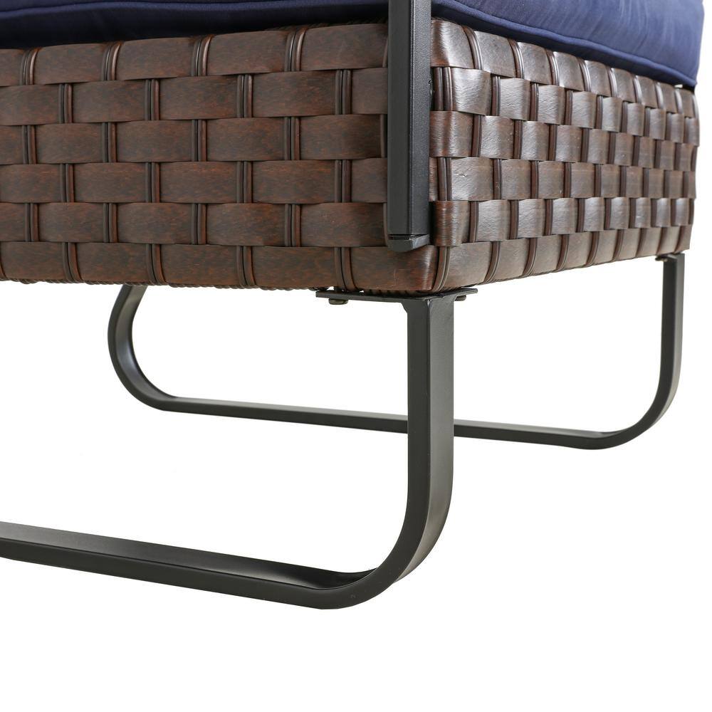 Patio Festival U-Leg 14-Piece Wicker Patio Conversation Set with Blue Cushions