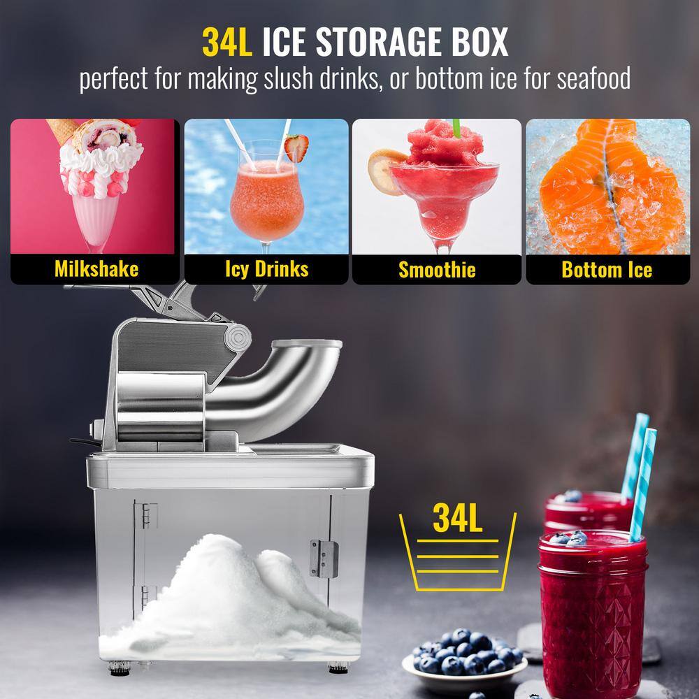 1196 oz. White Commercial Ice Crusher ETL Approved Stainless Steel Electric Snow Cone Machine