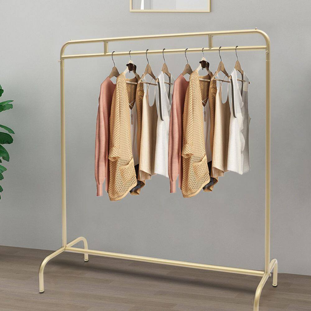 None Gold Iron Freestanding Industrial Pipe Clothes Rack 47.2 in. W x 53.1 in. H
