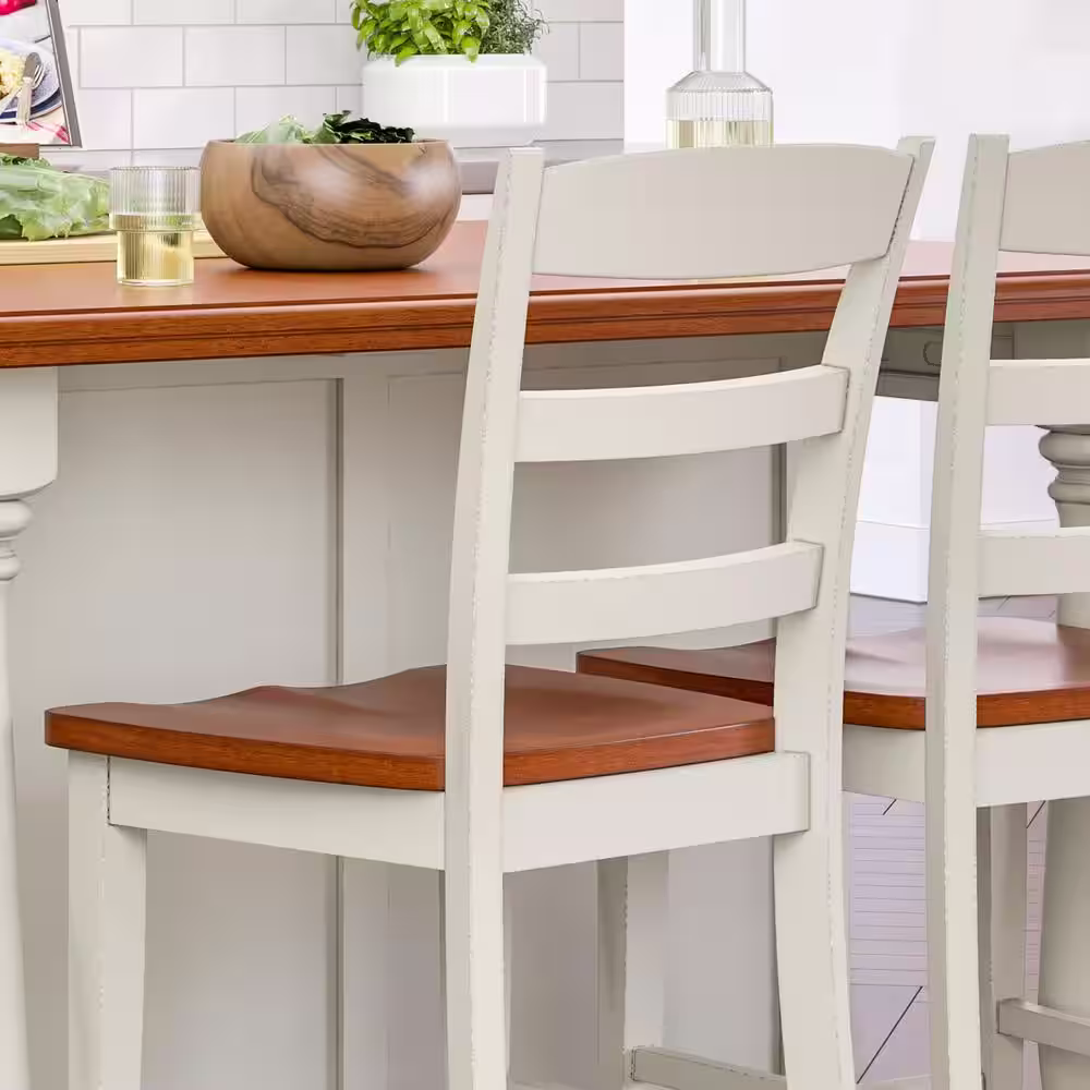 HOMESTYLES Monarch White Kitchen Island With Seating