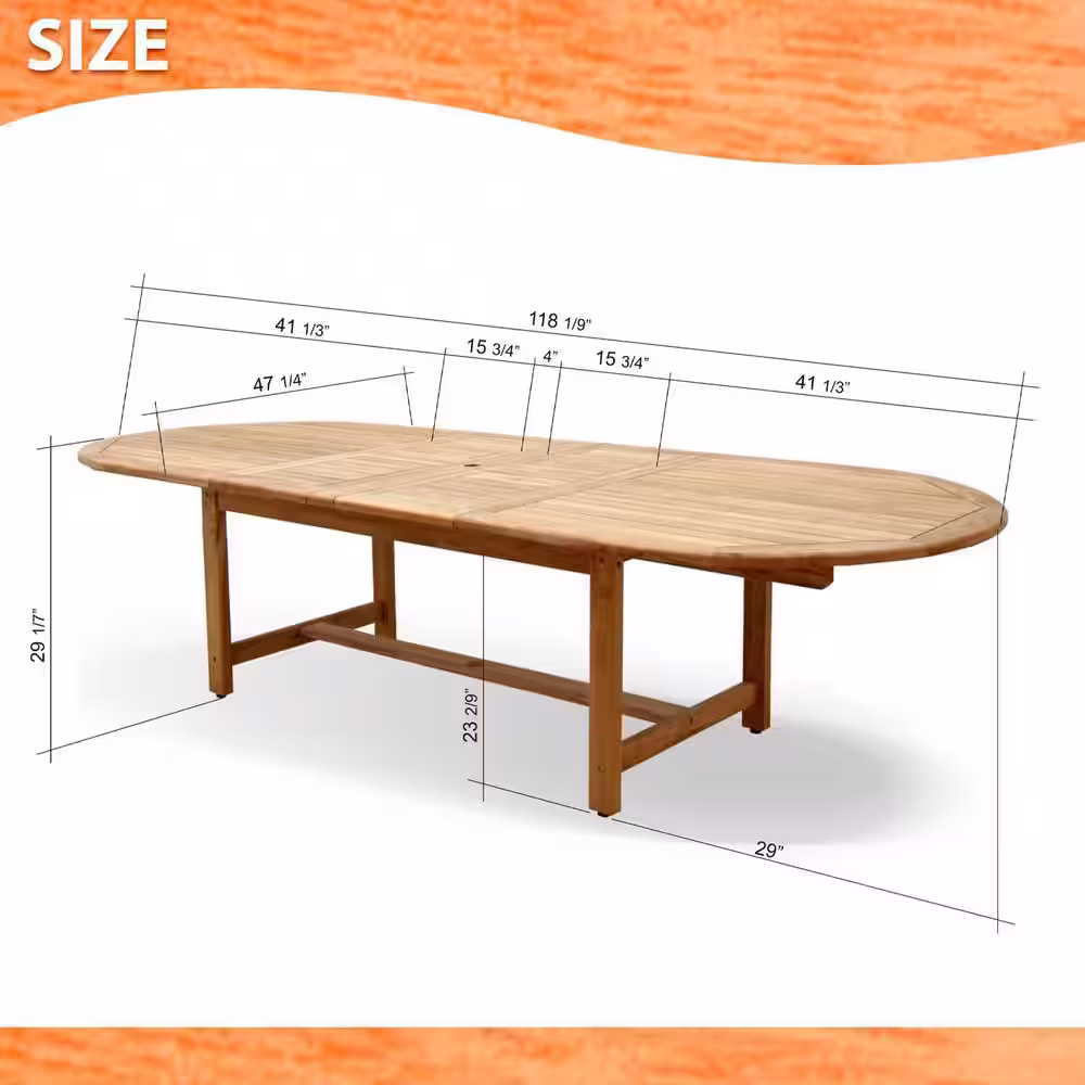 Amazonia Abbot 13-Piece Certified Teak Double Extendable Oval Patio Dining Set