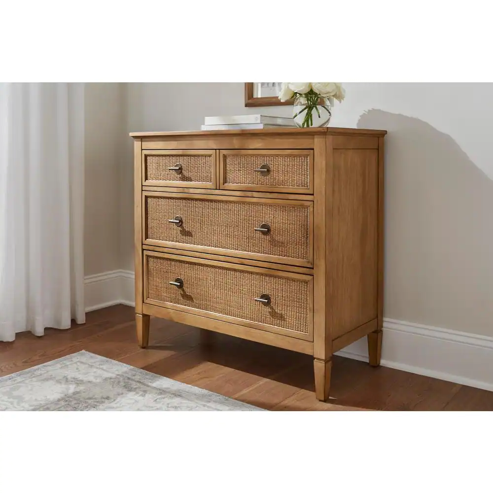 Home Decorators Collection Marsden Patina Wood Finish 3-Drawer Cane Chest of Drawers (38 in W. X 36 in H.)