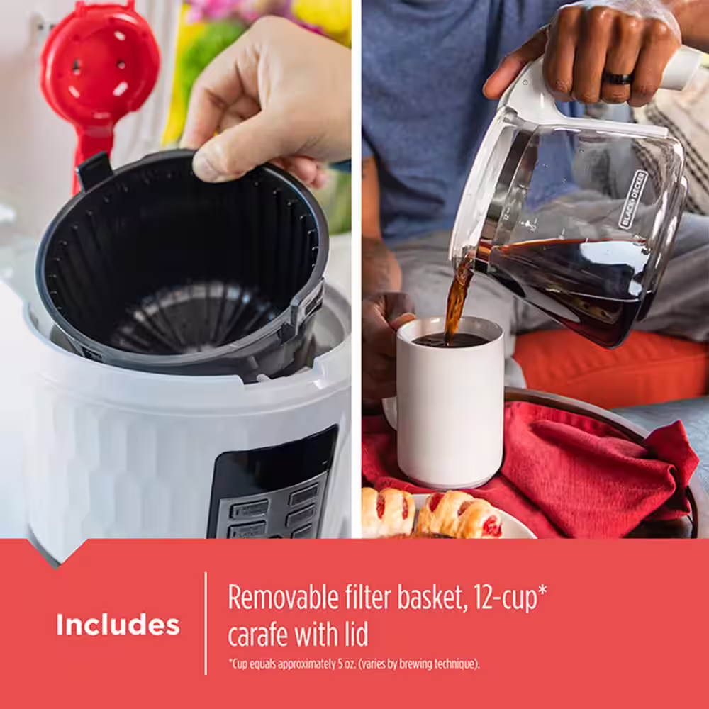 BLACK+DECKER Honeycomb 12-Cup White Coffee Maker