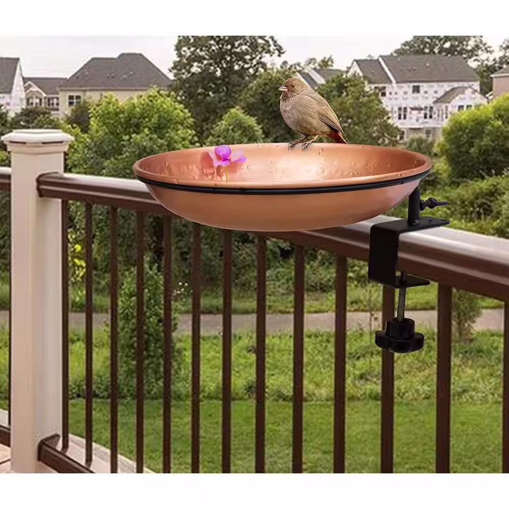 Monarch Abode Pure Copper Bird Bath with Deck Mounted Stand