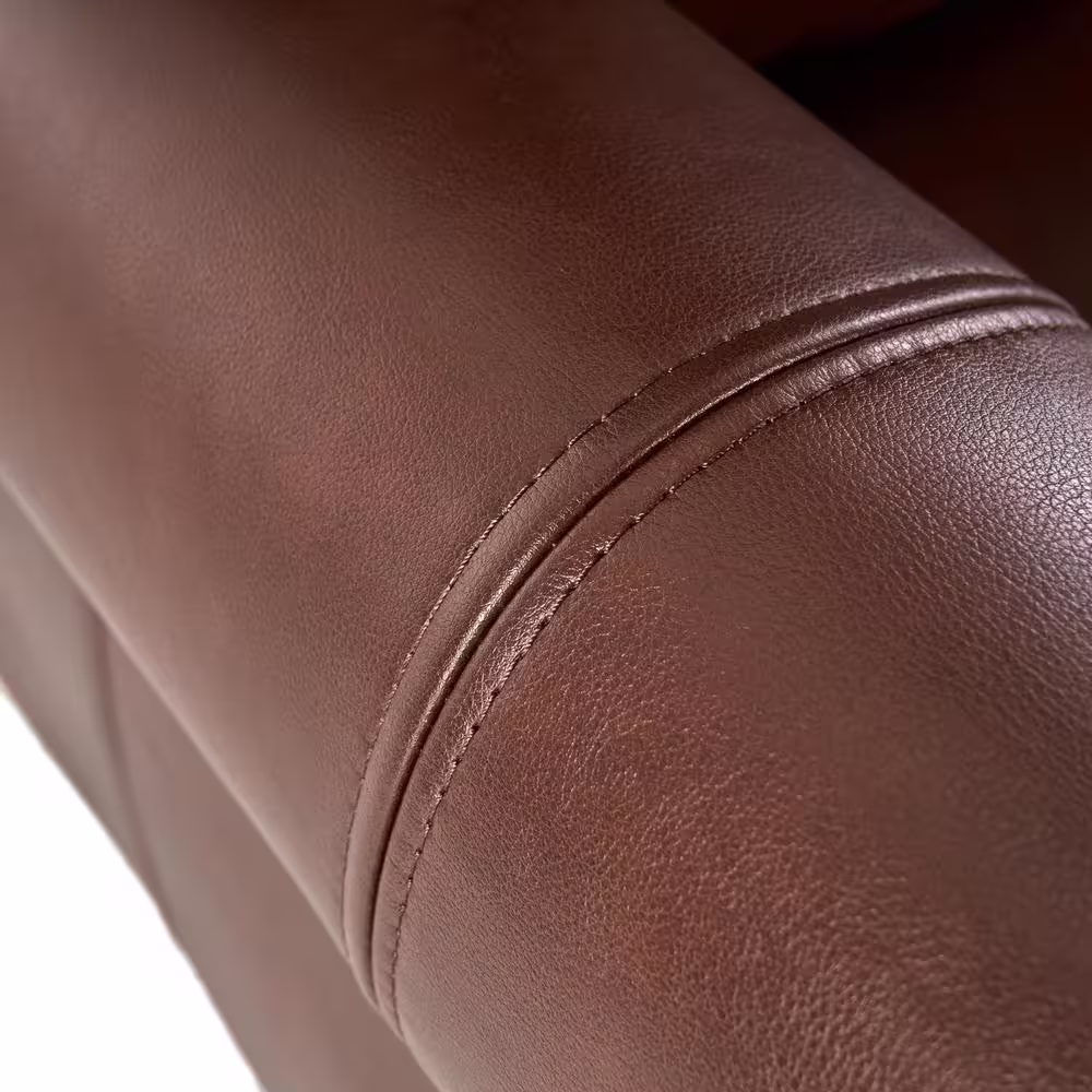 Noble House Neville 37 in. Width Big and Tall Brown Faux Leather Nailhead Trim Club Recliner