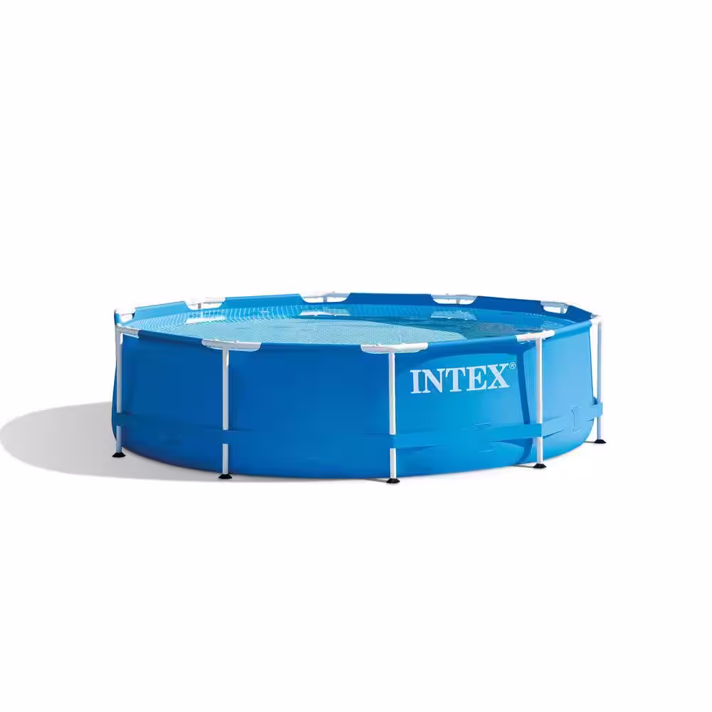 INTEX 10 ft. Round 2.5 ft. Deep Pool Above Ground Hard Side + Filter Cartridge (2-Pack) + Filter Pump, 49 lbs. Product Weight