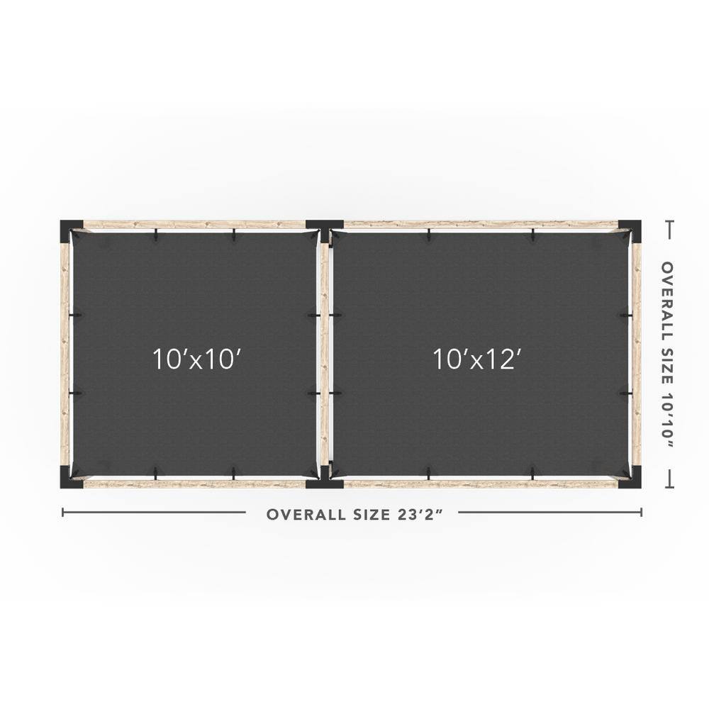 TOJA GRID 10 ft. L x 22 ft. W Double Pergola Kit with 2 White Shade Sails, for 4x4 Wood