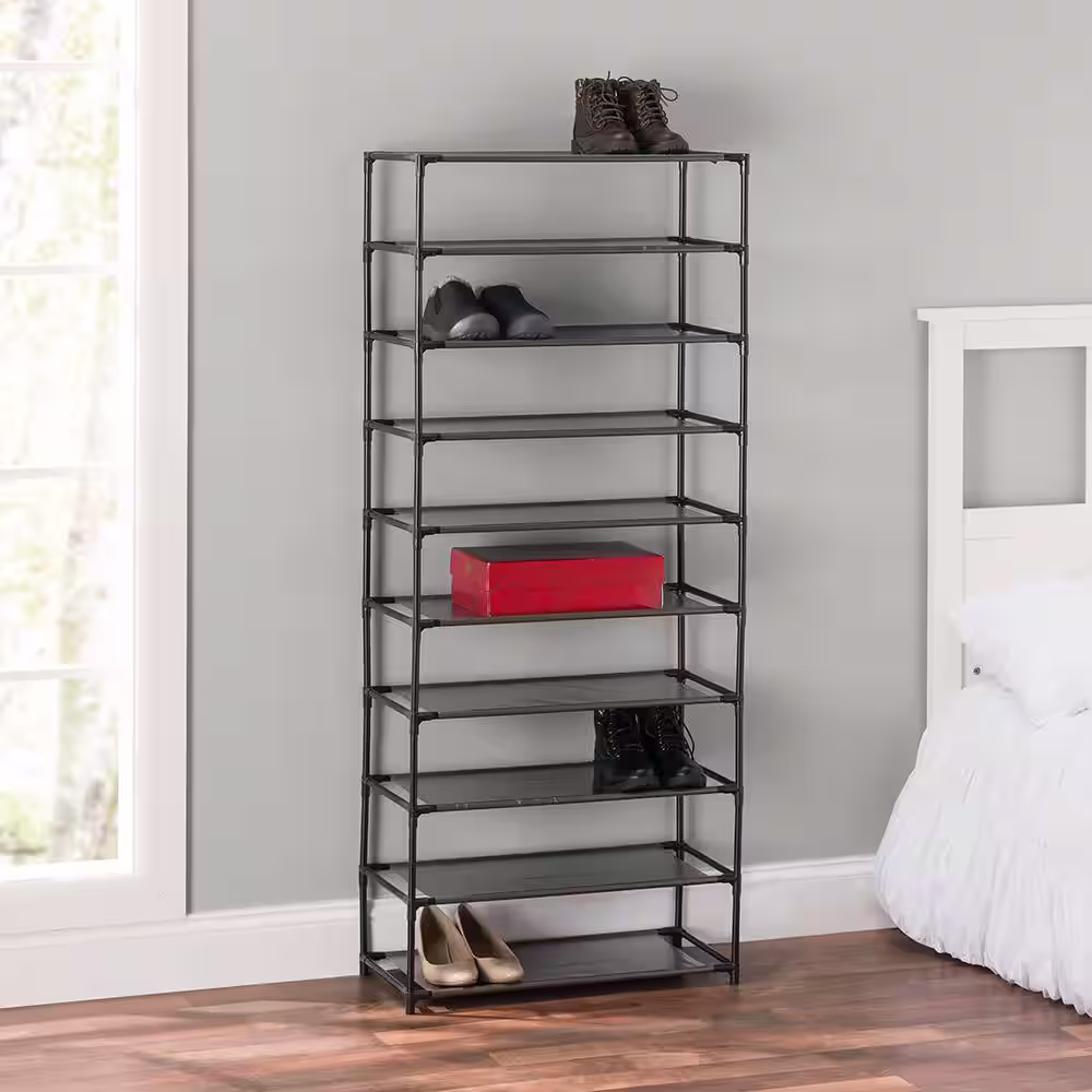 Home Basics 59 H 30-Pair 10-Tier Gray Metal Shoe Rack