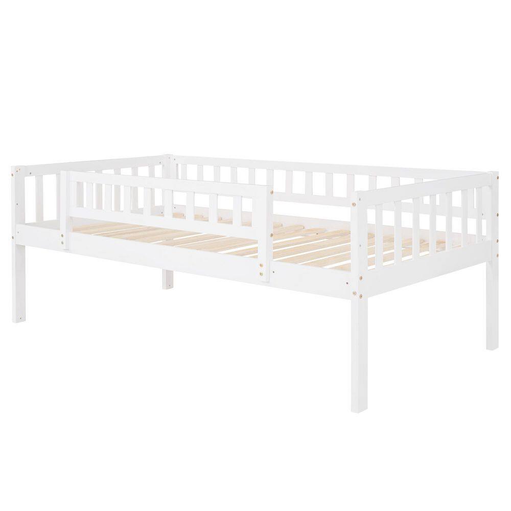 Harper & Bright Designs White Twin Triple Bunk Bed with Built-in Ladder and Slide
