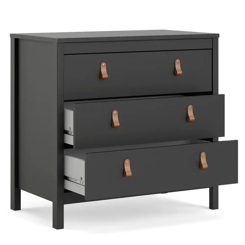 Tvilum Madrid 3-Drawer Black Matte Chest of-Drawers (31.38 in. H x 32.40 in. W x 18.90 in. D)