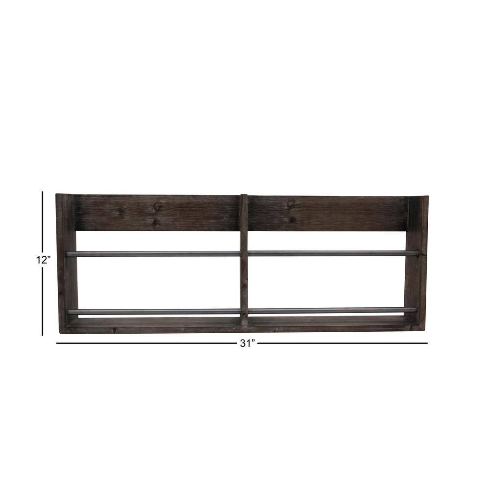 Litton Lane 23 in. x 32 in. Black Metal Industrial Wall Shelf