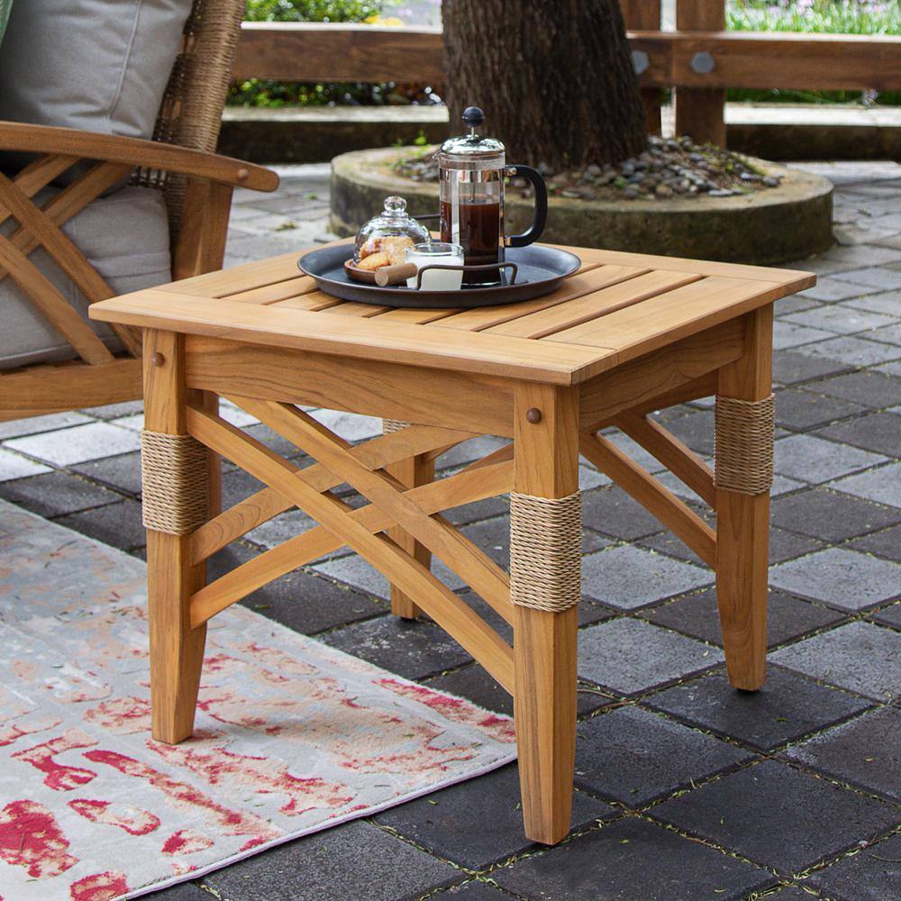 Cambridge Casual Carmel 3-Piece Teak Wood Rocking Patio Conversation Set with Oyster Cushion
