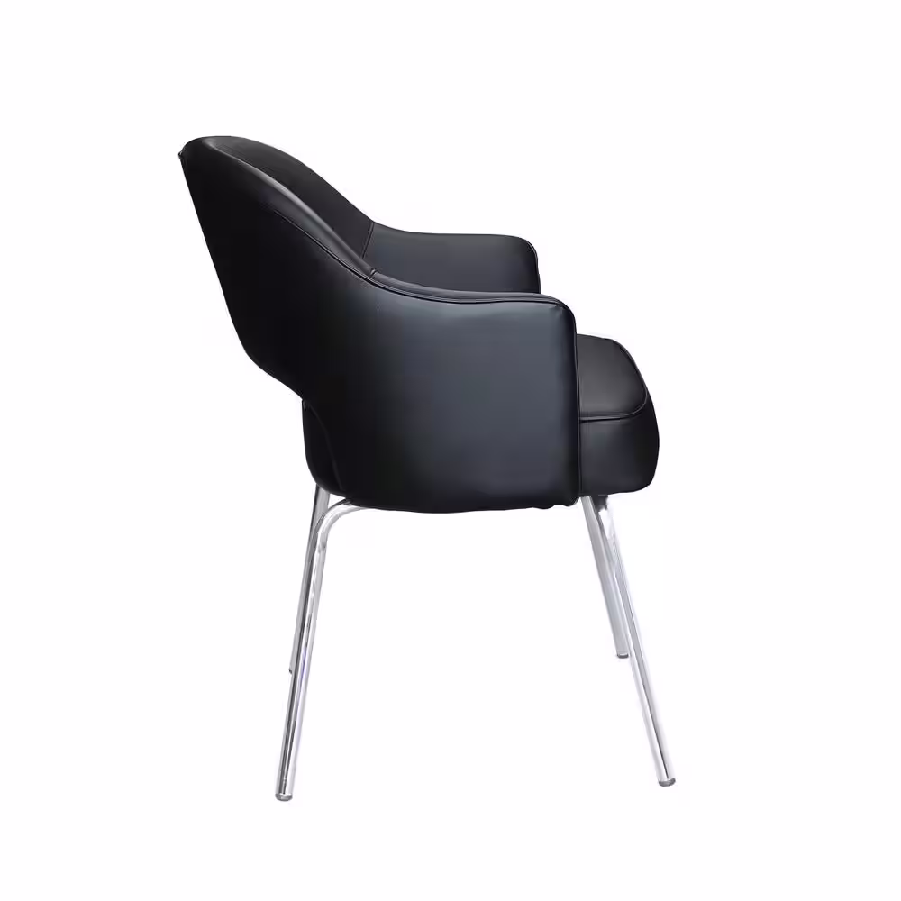 BOSS Office Products Black Designer Style Guest Chair Caressoft Vinyl Chrome Legs