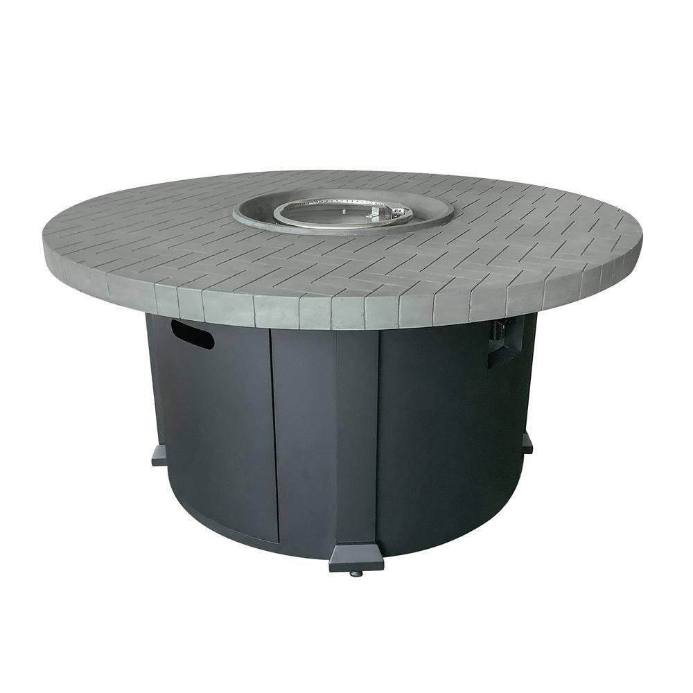 None 48 in. Round Propane Fire Pit with Protective Cover