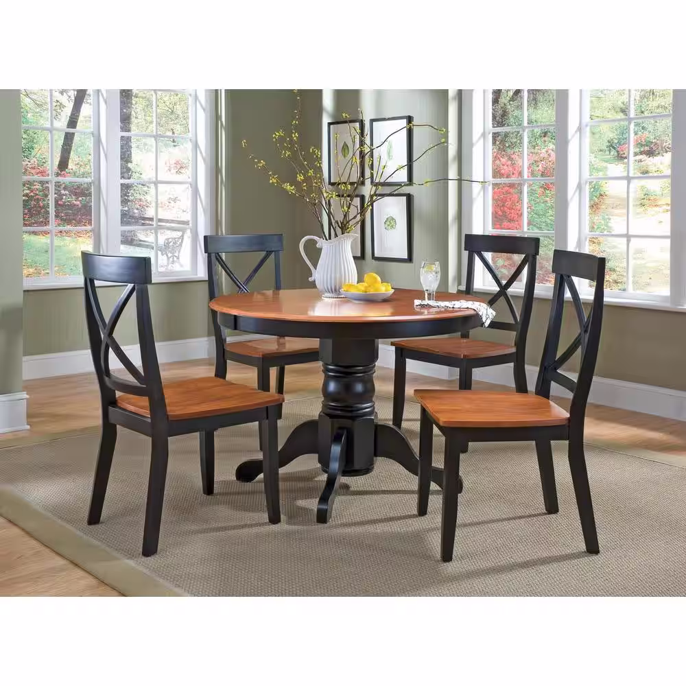 HOMESTYLES Black and Oak Dining Chairs (Set of 2)