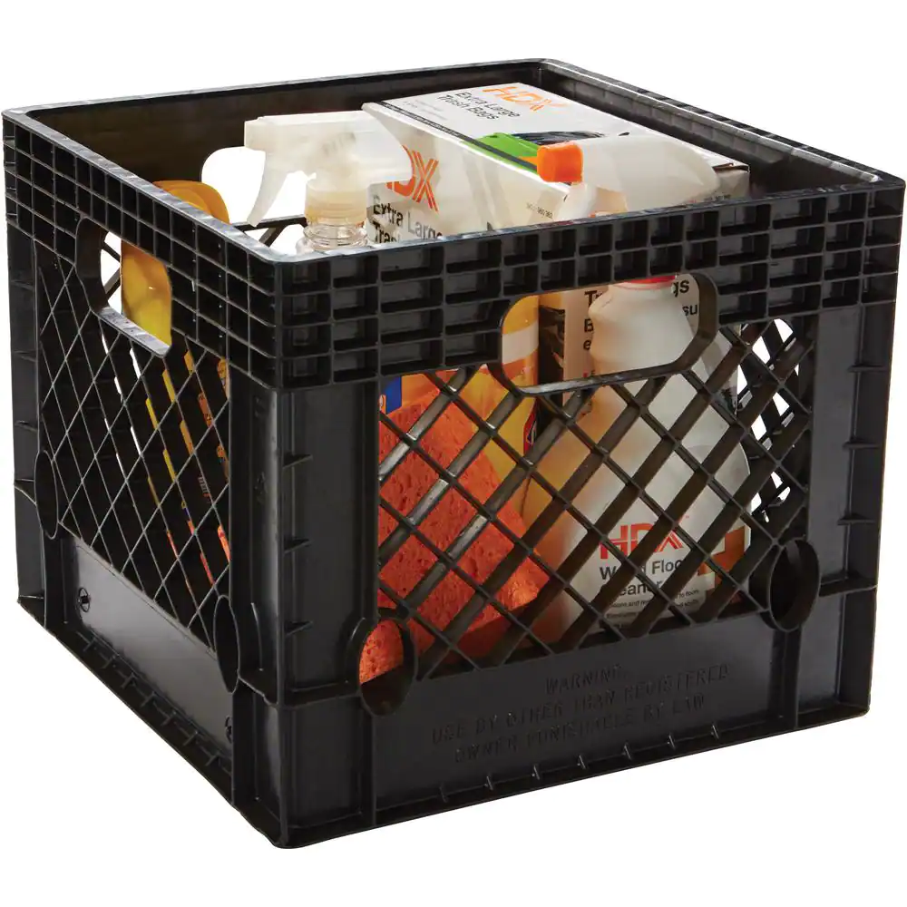 GSC Technologies 11 in. x 13 in. x 13 in. Black Milk Crate