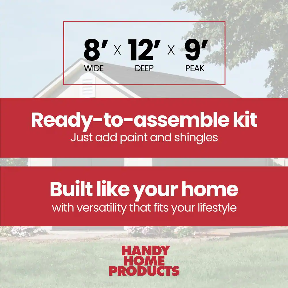 Handy Home Products Meridian Do-It-Yourself  8 ft. x 12 ft. Ranch style Backyard Wood Storage Shed with Floor system  (96 sq. ft)