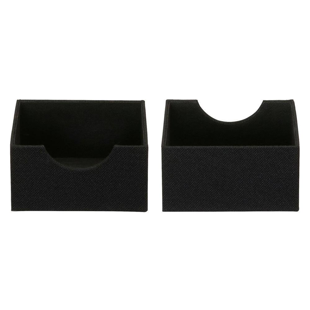 HOUSEHOLD ESSENTIALS 2PC Black Linen Square 6 in. Hard-Sided Trays
