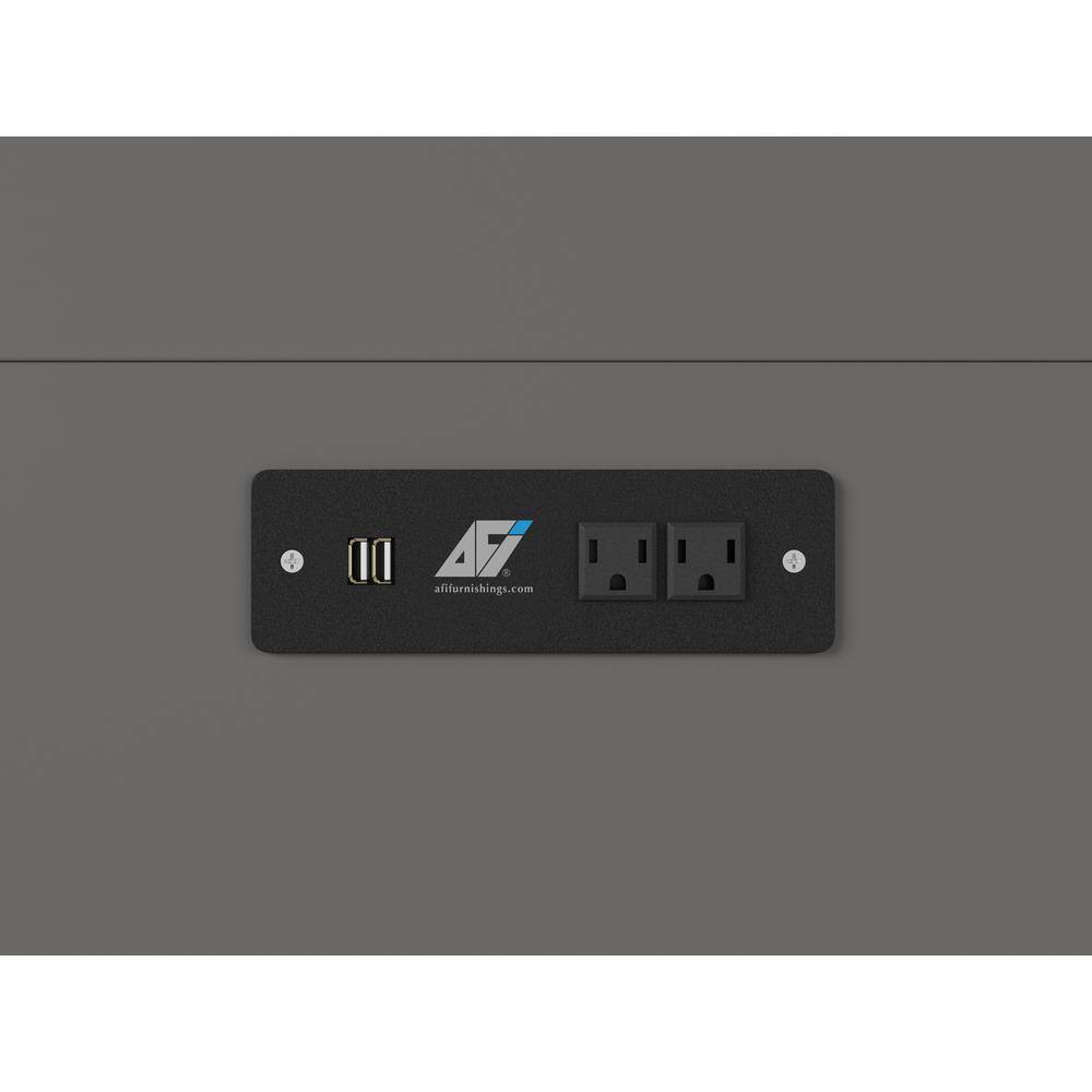 AFI Raleigh Queen Grey Wood Murphy Bed Chest with Mattress, Storage & Built-in Charging