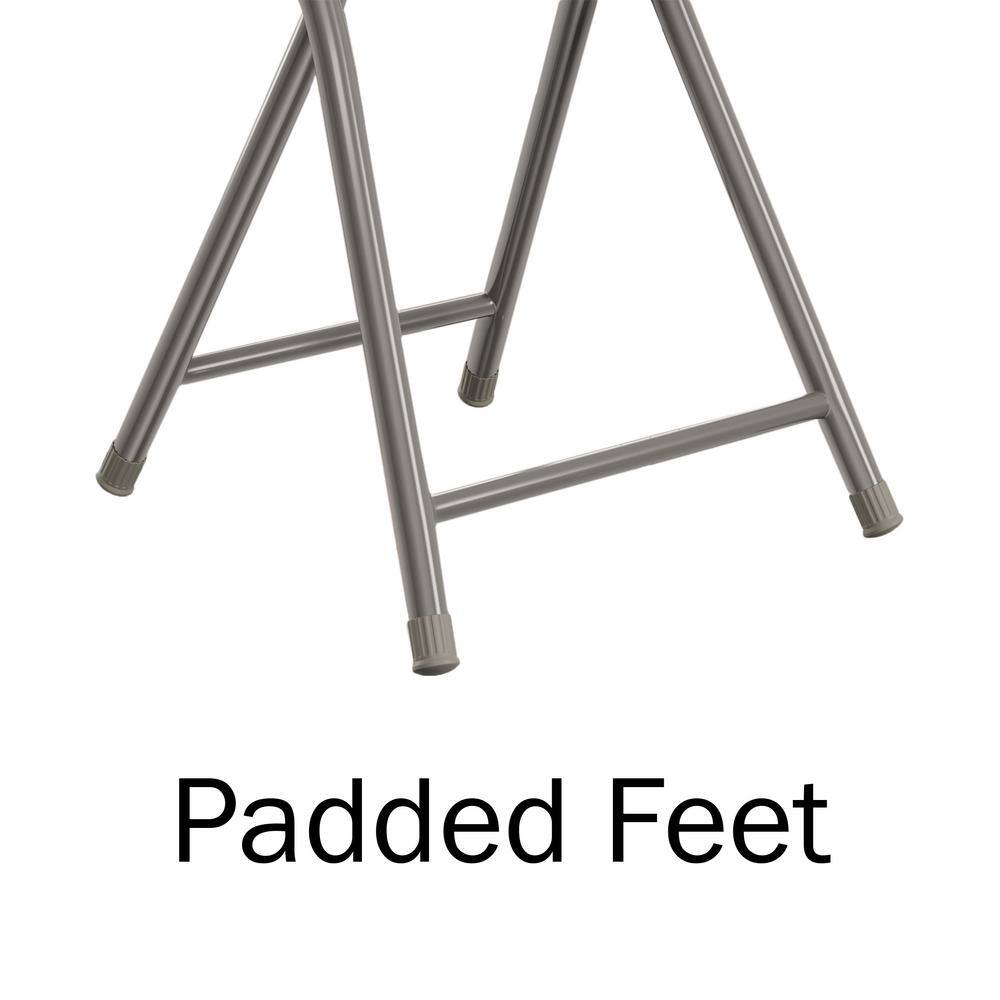 Lavish Home White Steel Padded Seats Folding Bar Stools Set of 2