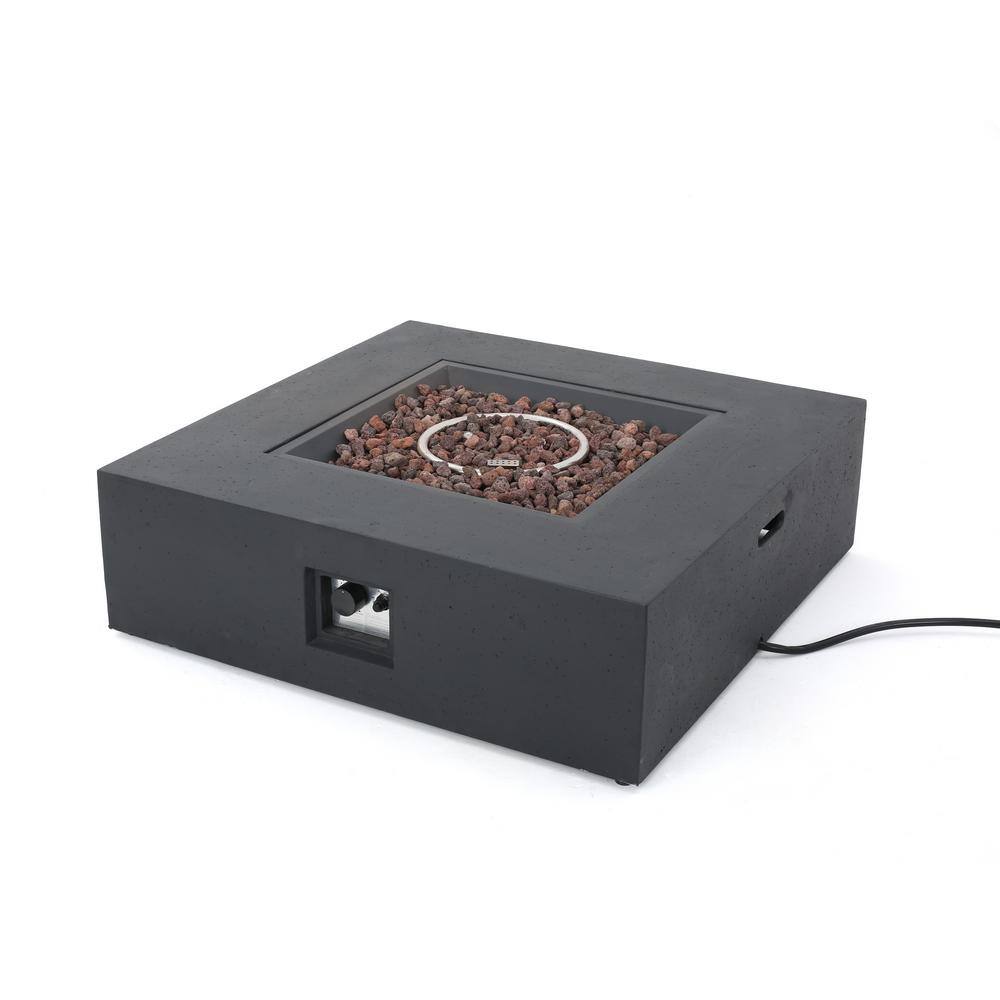 Noble House Mayfair Dark Gray Square Stone Fire Pit (No Tank Holder)